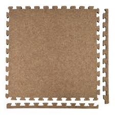 tan plush floating carpet tile