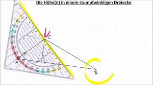Anmerkung der höhenschnittpunkt ist der schnittpunkt der drei höhen eines dreiecks. Hohen Im Stumpfwinkligen Dreieck Wenn Die Hohe Ausserhalb Des Dreiecks Liegt Youtube
