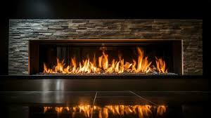 Roaring Flames In A Modern Fireplace