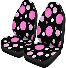 Set Of 2 Car Seat Covers Pink White