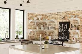 Exposed Brick Wall In Kitchen