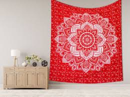 Indian Red Tapestry Bedspread Throw