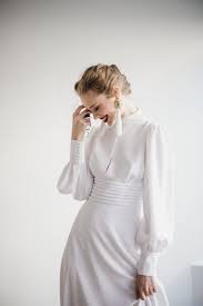 White lace tea gowns or lawn dresses popular in the edwardian times make for beautiful, simple, wedding dresses today. 25 Turtleneck Wedding Dresses For Modern Brides Weddingomania