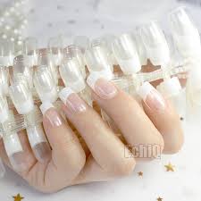 Wholesale Crystal Clear White French False Transparent Fake Nails Full Cover Square Head Manicure Nails Faux Ongle Young Nails Natural Nails From