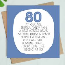 funny 80th birthday card by paper plane