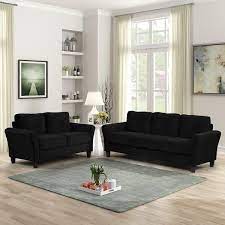 Black Loveseat Couch Sofa Set
