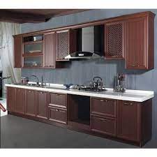 brown acrylic pvc modular kitchen cabinet