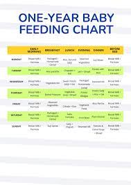 one year baby feeding chart in pdf