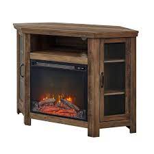 Walker Edison 48 Wood Corner Fireplace Media Tv Stand Console Rustic Oak