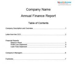     Business Report Table Of Contents Template   Technical Reports    