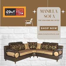 brown wood manila corner cushioned sofa set