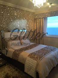Bedroom Makeover Glitter Wallpaper Bedroom
