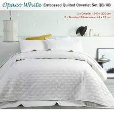 Quilted Coverlet Set Queen King White