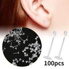 100× Clearplastic/acrylic transparent/clear earrings work/school invisible  stud | eBay