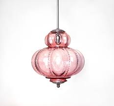 Glass Pendant Light Vintage Globe Pink