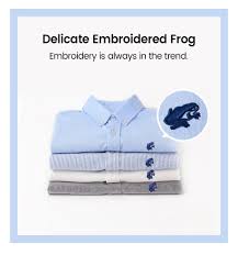 Embroidery Frog Long Sleeve Oxford Shirt Giordano Online Store
