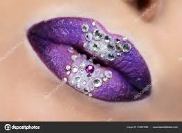 creative lip design makeup purple white