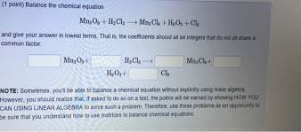 Point Balance The Chemical Equation