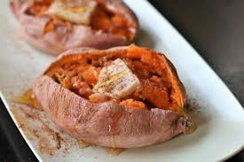baked sweet potatoes in the microwave