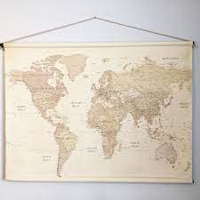 Vintage World Maps Map World Map Canvas