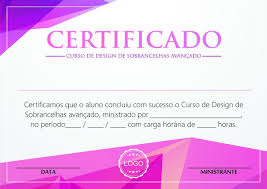 Certificado Curso De Design De Sobrancelhas Modelo 01
