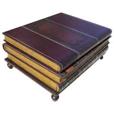 Leather Stacked Books Coffee Table By