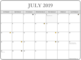 July 2019 Moon Calendar July Calendar Printable Calendar