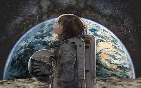 Space Astronaut Anime Girl Earth 4K ...