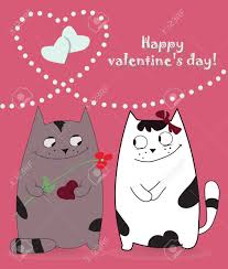 Send the video to someone for happy valentine's day ! Happy Valentine S Day Card With Two Kittens In Love Vector Royalty Free Cliparts Vectors And Stock Illustration Image 58927514