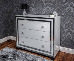 white mirror 3 drawer chest