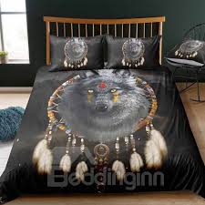 indian wolf and dream catcher bedding