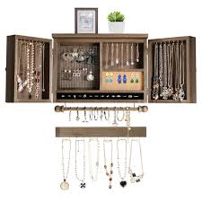 Costway Rectangular Wood Jewelry Holder