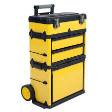 4 drawer yellow plastic wheels tool box
