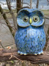 Cute Blue Green Owl Garden Decoration