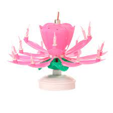 pink al flower birthday candles