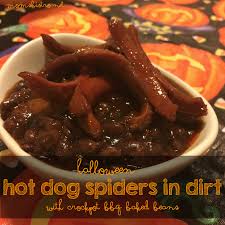 Beans and hot dog casserole heat oven to 400 degrees. A Halloween Recipe Guaranteed To Impress Your Kids Hot Dog Spiders In Dirt With Homemade Crockpot Bbq Baked Beans Recipe Homemade Beaners And Wieners Mom S Bistro