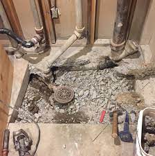 Finding the mainline busting up part of the floor; Basement Toilet Install Tie In To Cast Iron Venting Terry Love Plumbing Advice Remodel Diy Professional Forum