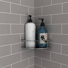 Alcove Shower Wall In Gray Subway Tile