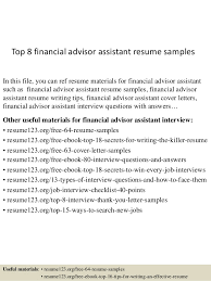 Top 8 Financial Advisor Assistant Resume Samples