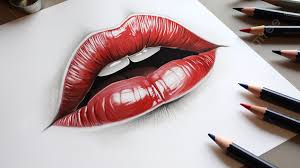 lip drawing with some red pencils