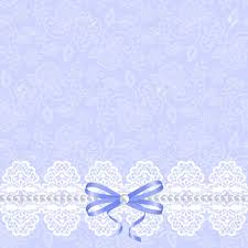 Wedding Invitation Or Greeting Card With White Lace On Blue