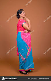 indian woman thinking stock photo