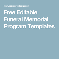 Free Editable Funeral Memorial Program Templates Funeral