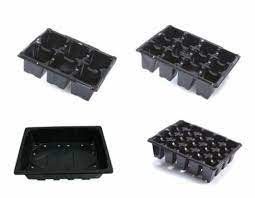 black plastic moulded seed trays 6 cell