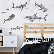 Watercolour Sharks Wall Decals Great