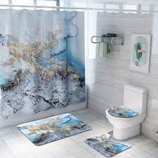 Bath Mats Blue Marble Print Home Decor
