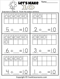 free addition worksheet 10 frame