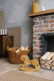 Red Brick Fireplace With Firewood And A