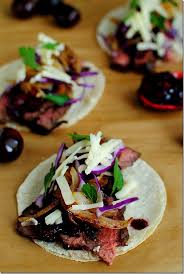 steak tacos with chipotle cherry salsa