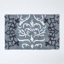 black damask cotton bath mat and sets